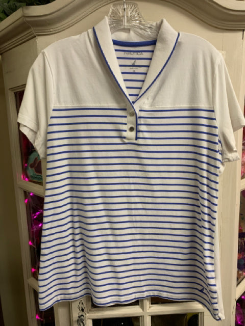 Nautica Size X-Large White & Blue Tunic